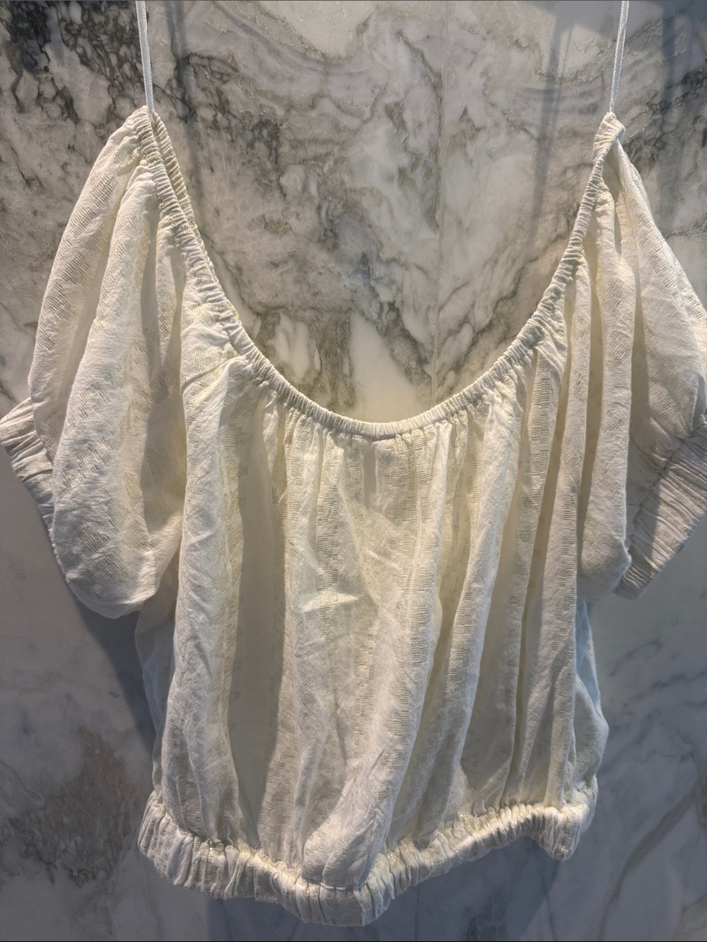 Women's Off-Shoulder Cream Peasant Top